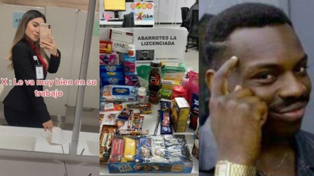 Mujer tiendita escritorio en su oficina