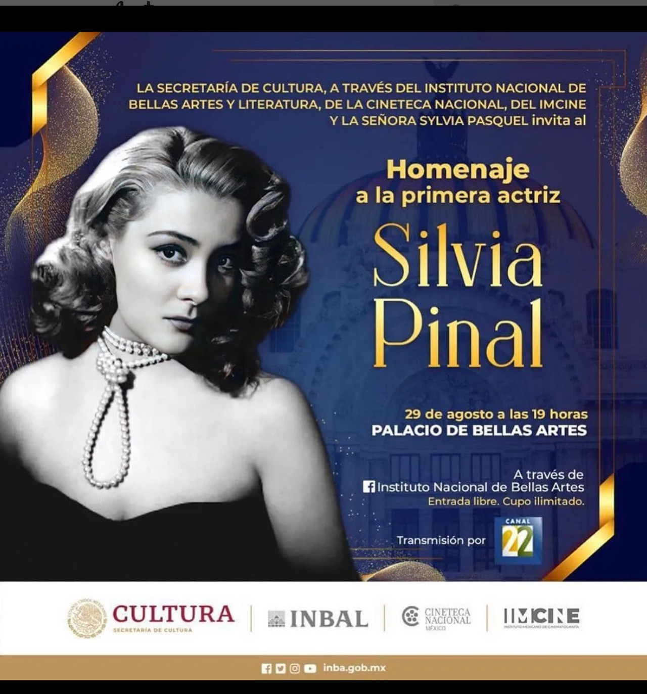 Silvia Pinal homenaje bellas artes