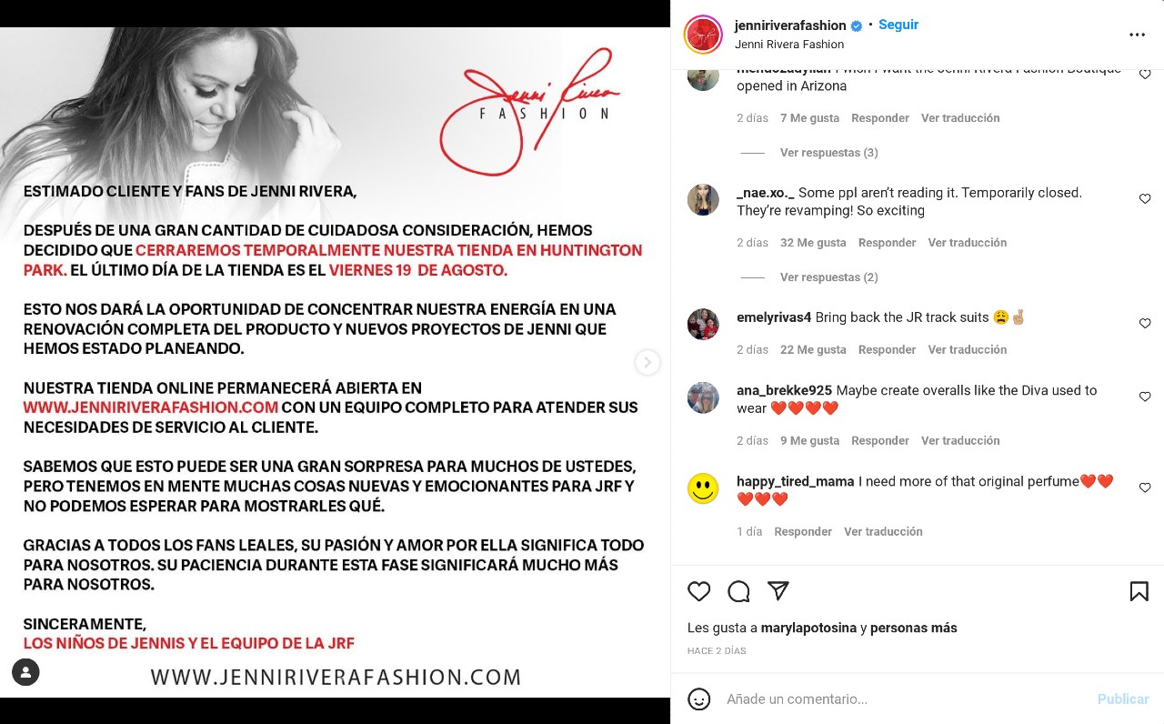 Rivera cierre Jenni boutique