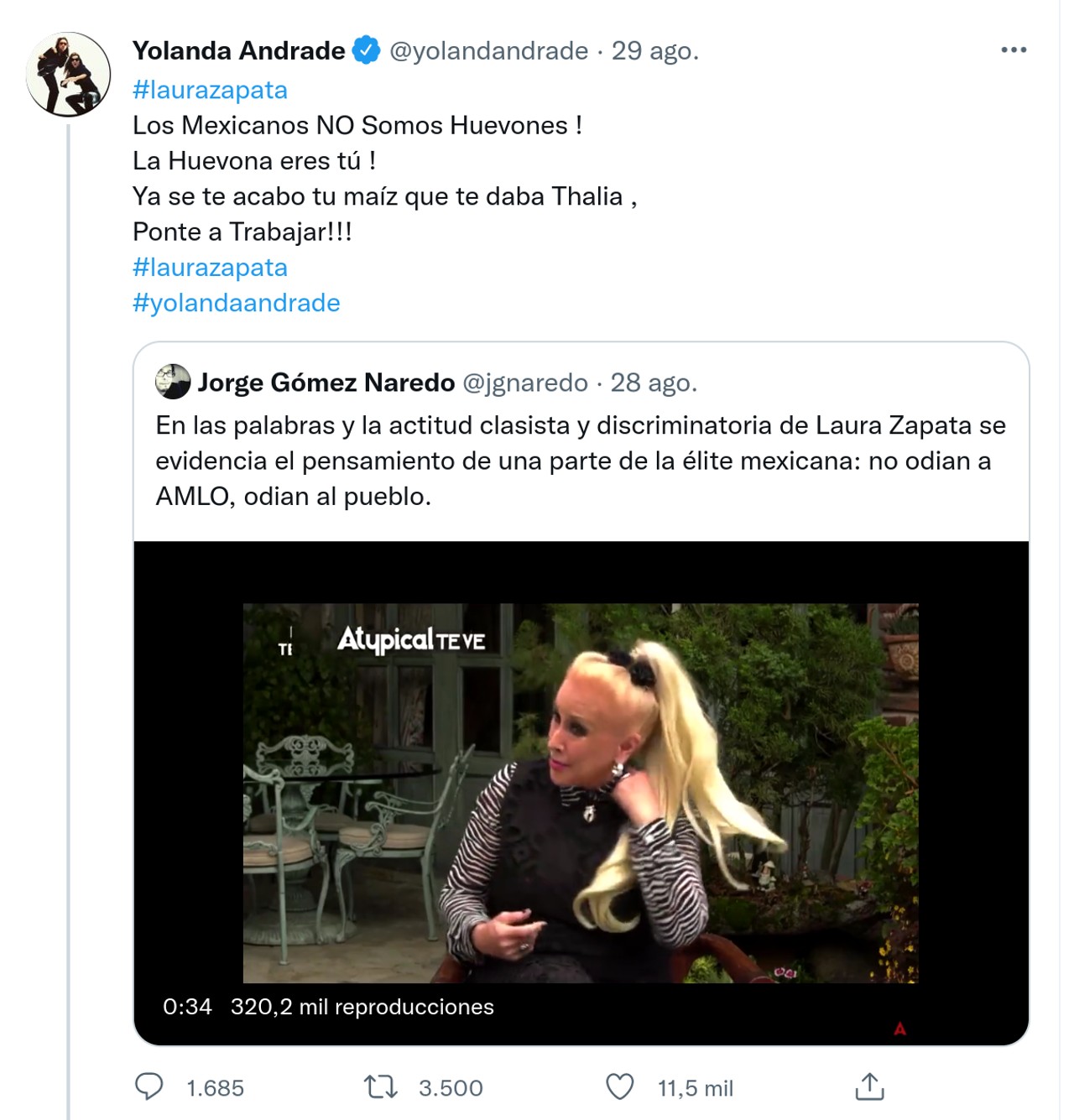Laura Zapata Andrade mantenida comentarios clasistas