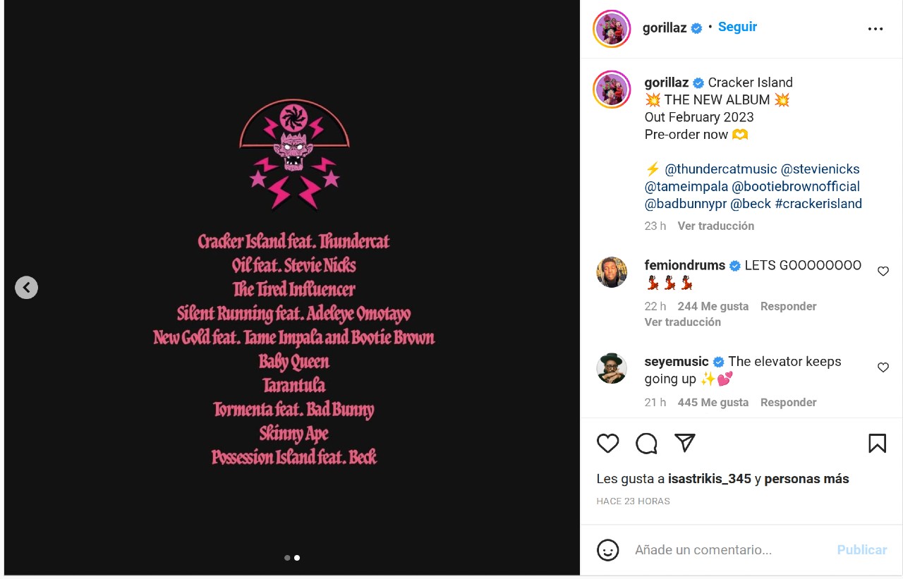 Gorillaz Bad Bunny colaboración álbum
