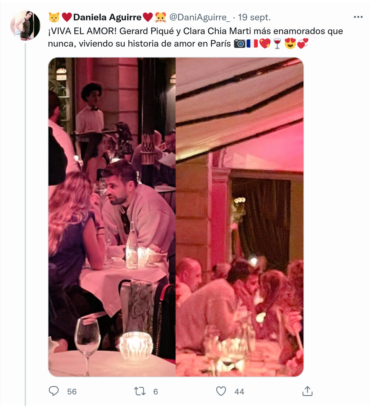 Piqué Clara Chía París cena romantica 
