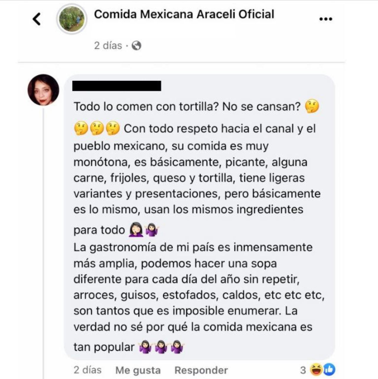 Extranjera critica comemos tortilla comida mexicana