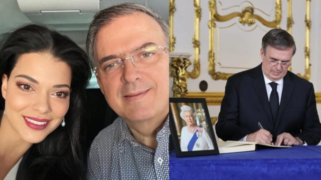 Marcelo Ebrard esposa selfie funeral reina Isabel