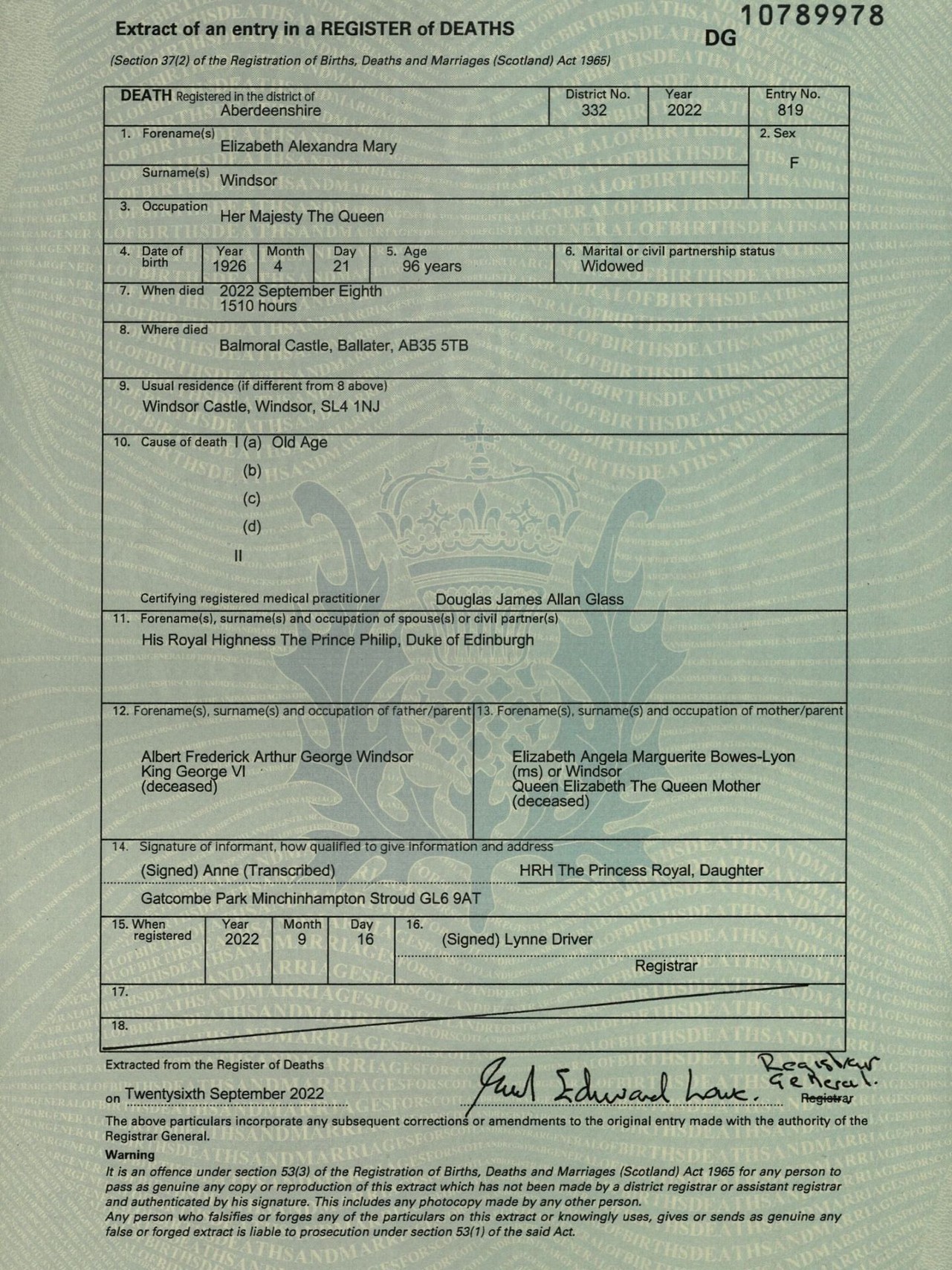 Isabel certificado defunción publicado