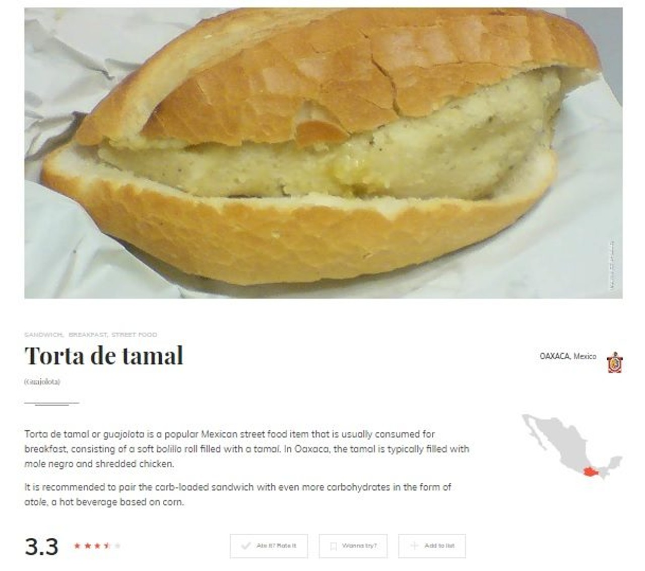 torta tamal México comidas
