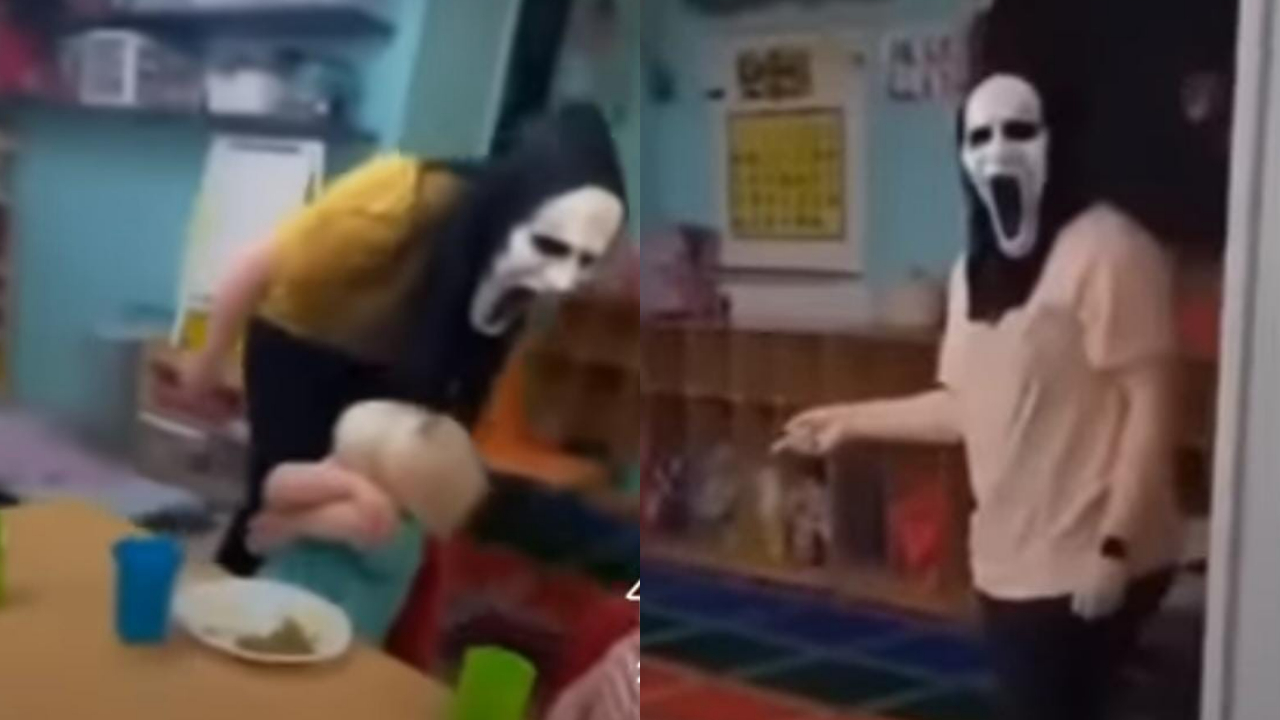 Empleada asusta a niÃ±os de kinder