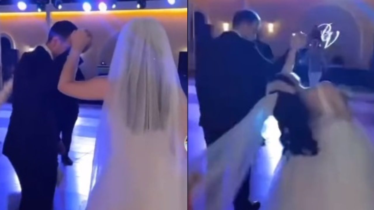 Niño pisa velo novia casi tira