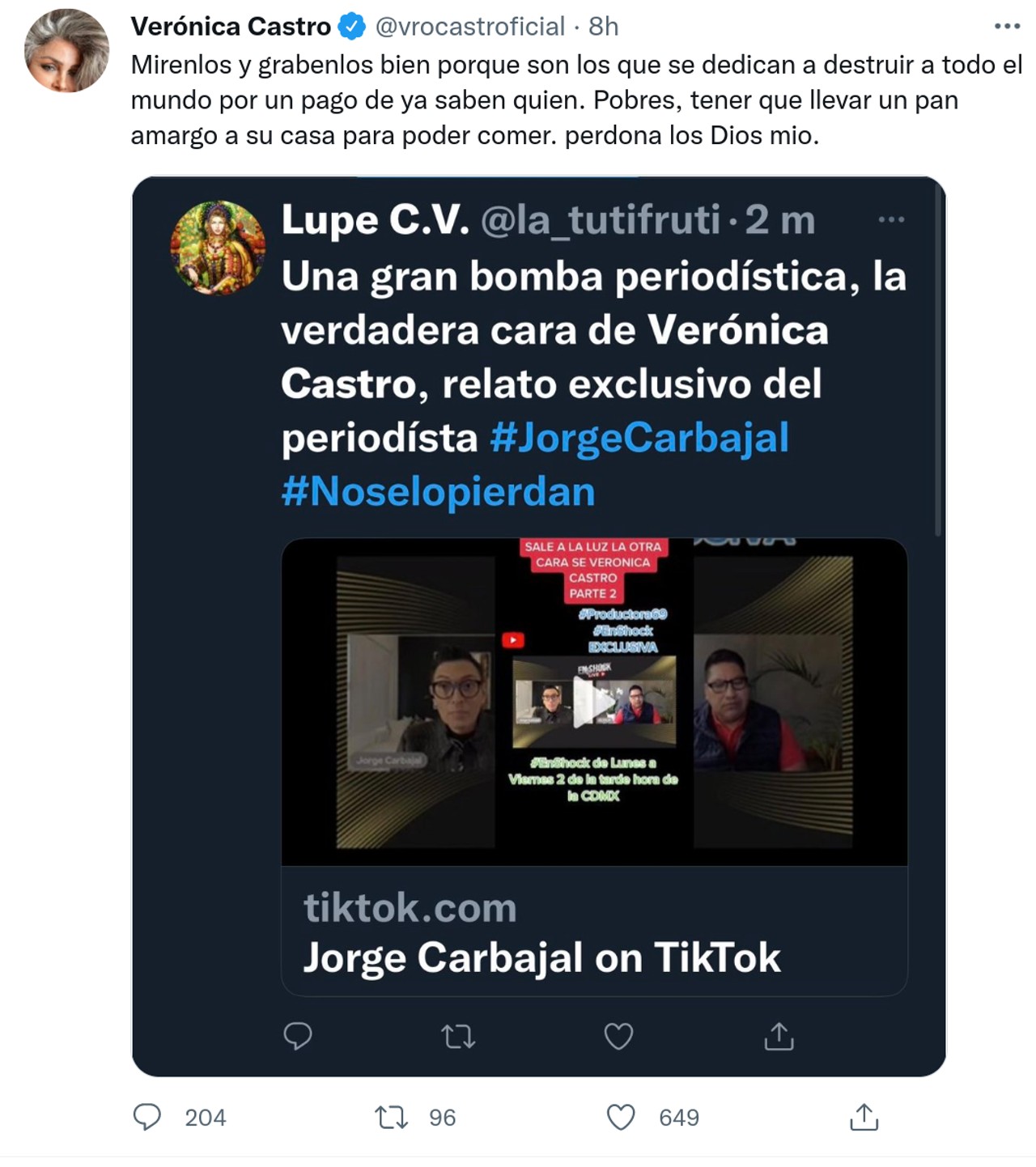 Verónica Castro menores conversaciones contestó actriz