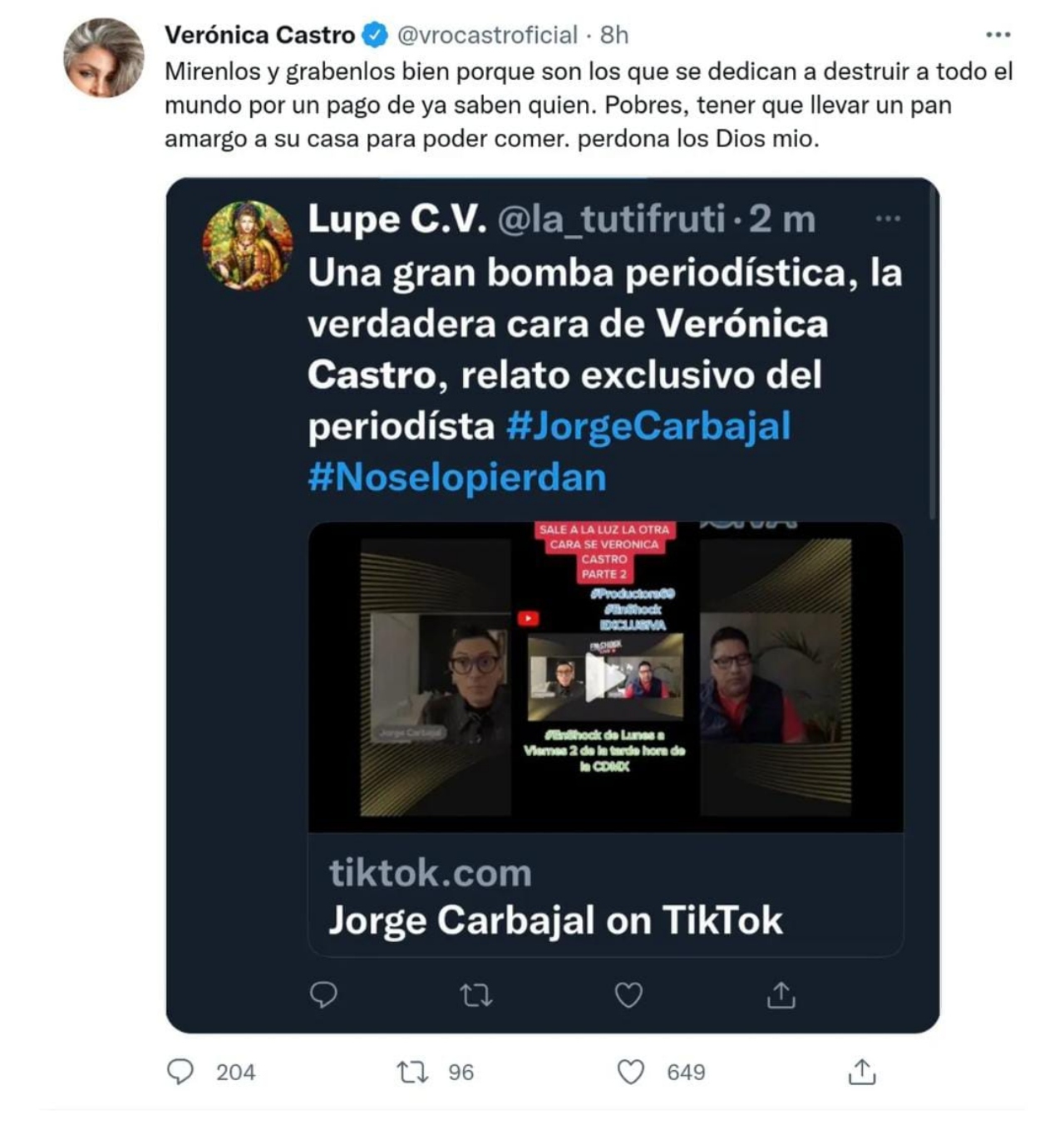 Verónica Castro responde acusaciones