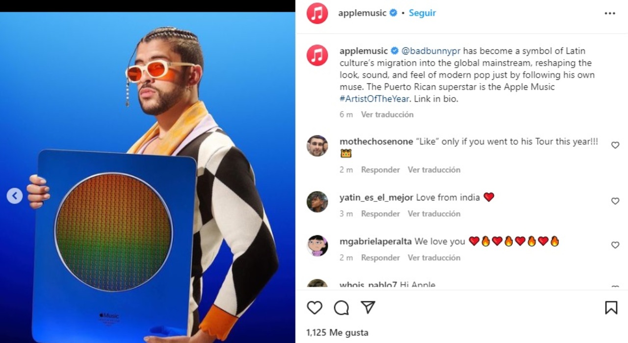 Bad Bunny nombrado artista año Apple