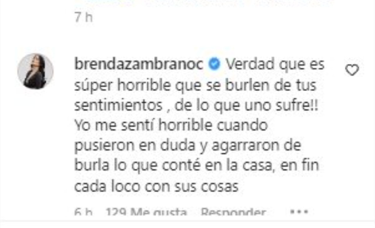 Brenda Zambrano Niurka comentario