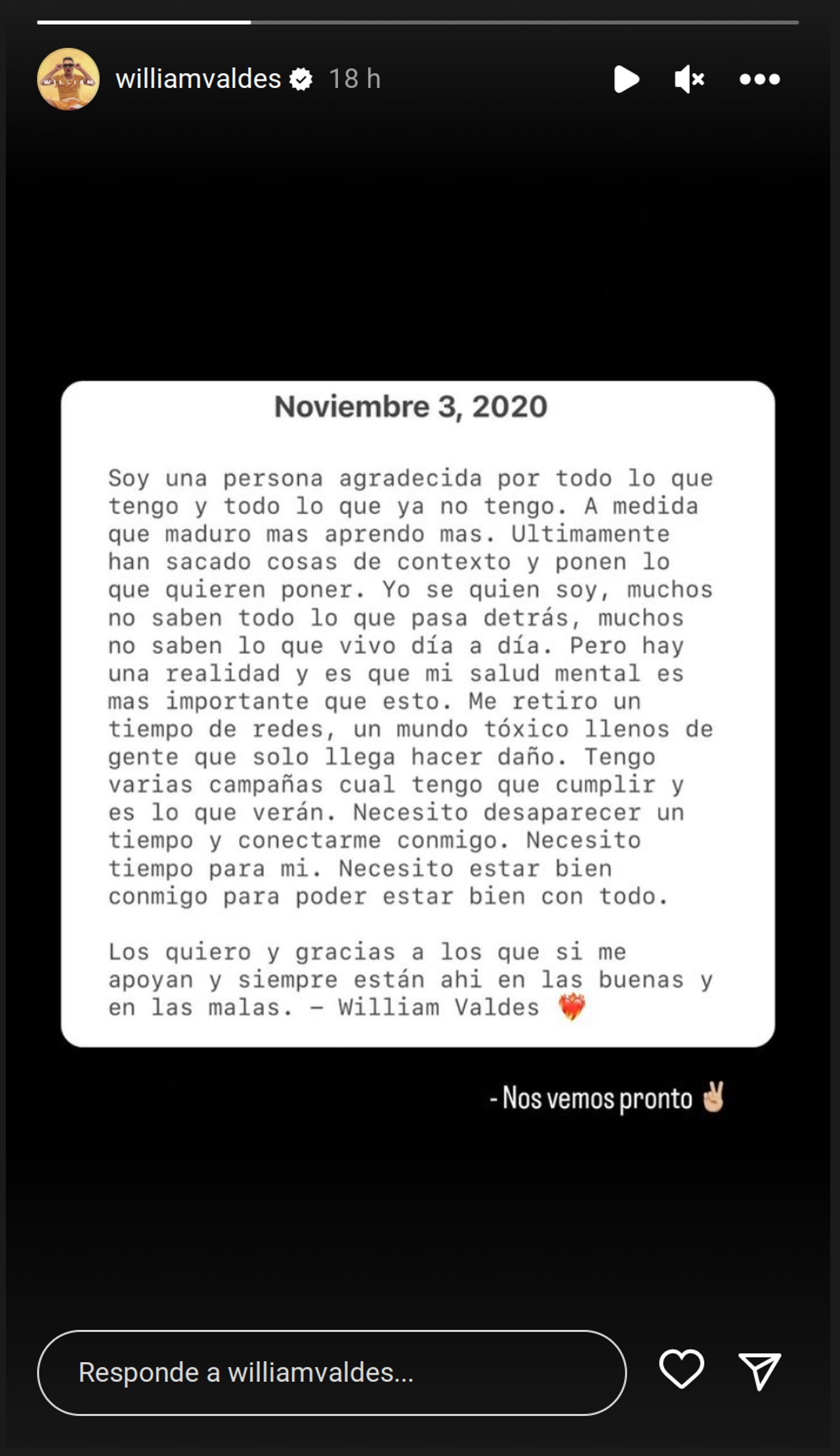 William Valdés salud mental comunicado