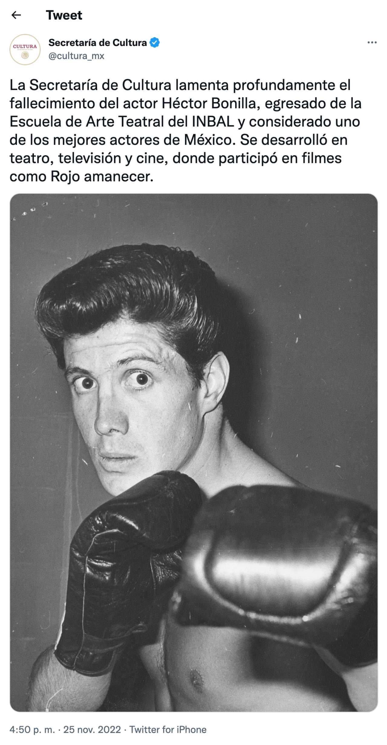 Muere Héctor Bonilla a los 83 años