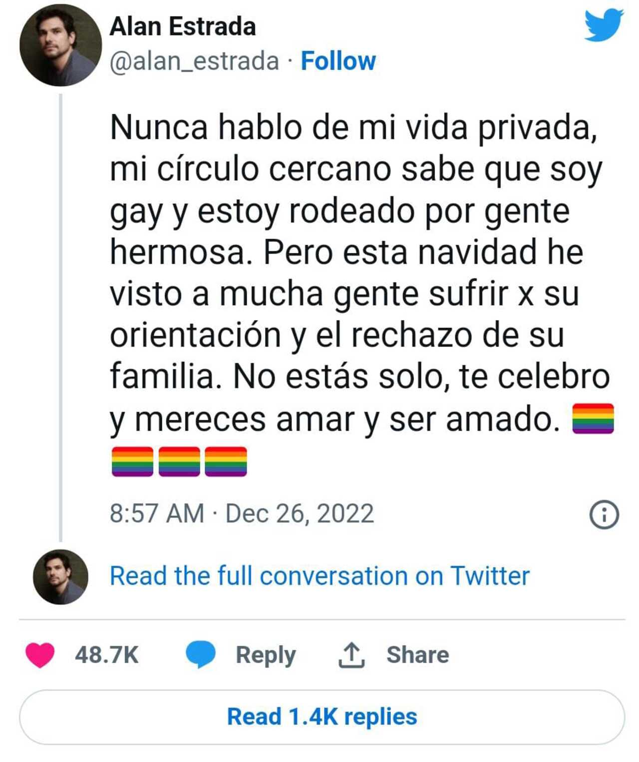 Alan Estrada sale del clÃ³set en Twitter