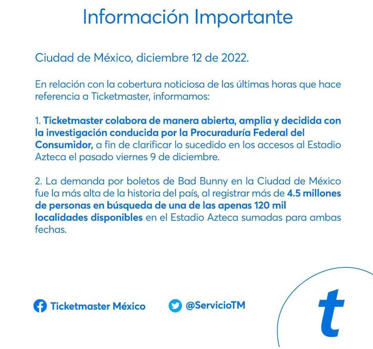 Ticketmaster aviso