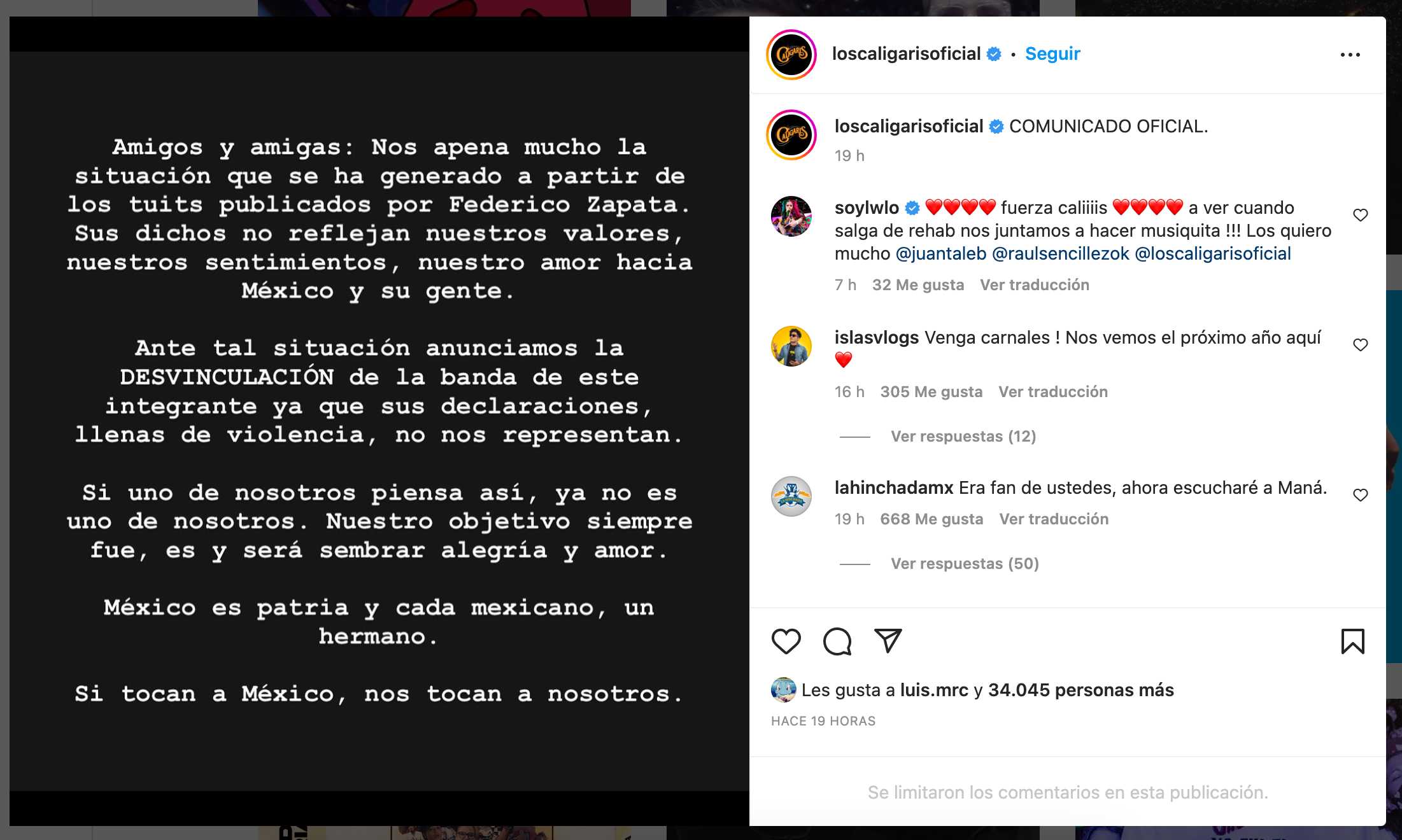 Corren a Federico Zapata de Los Caligaris por tweets contra MÉXICO