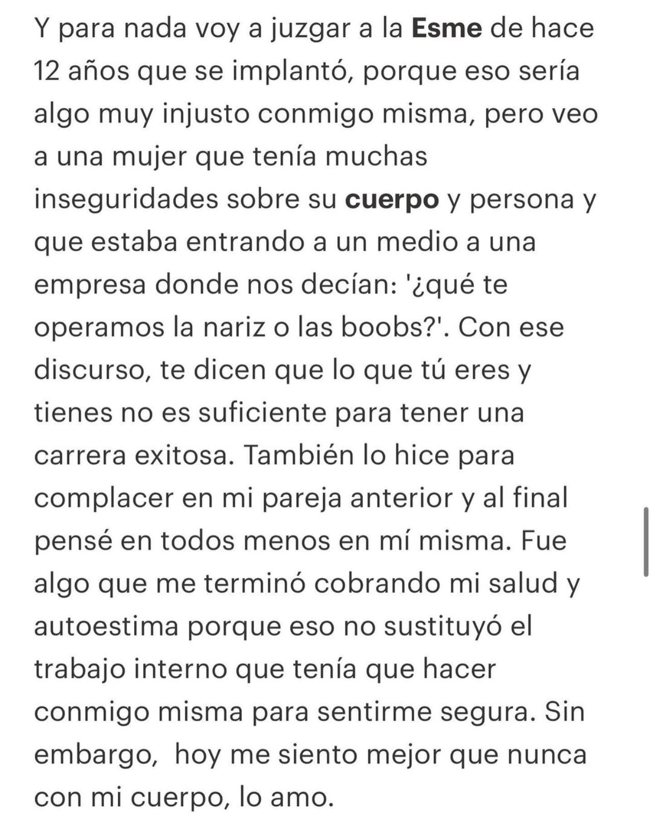 Esmeralda Pimentel implantes exnovio quito enfermedad