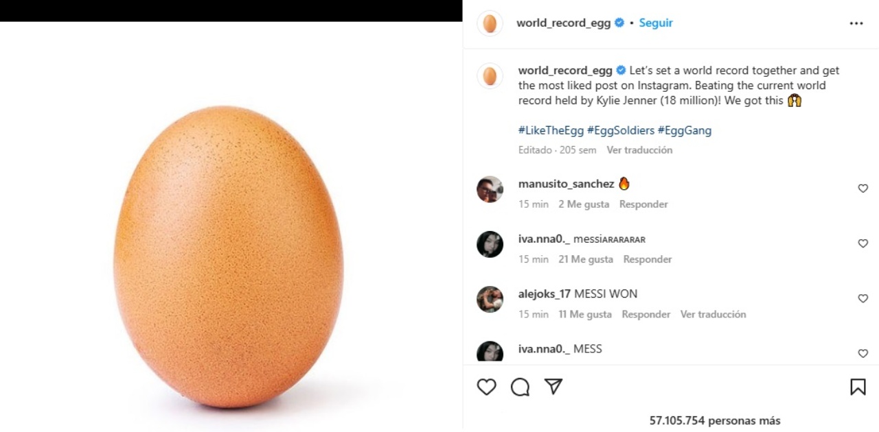 Huevo con mas likes en instagram