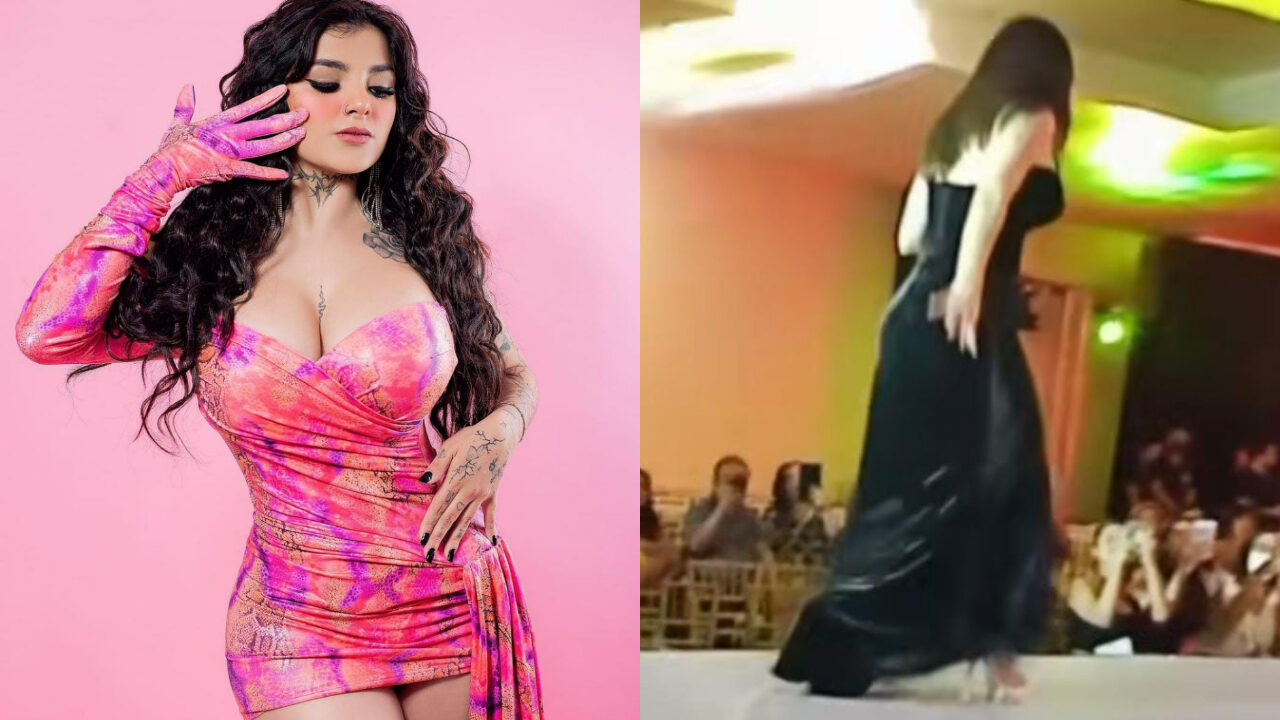 Karely Ruiz se tropieza en pasarela