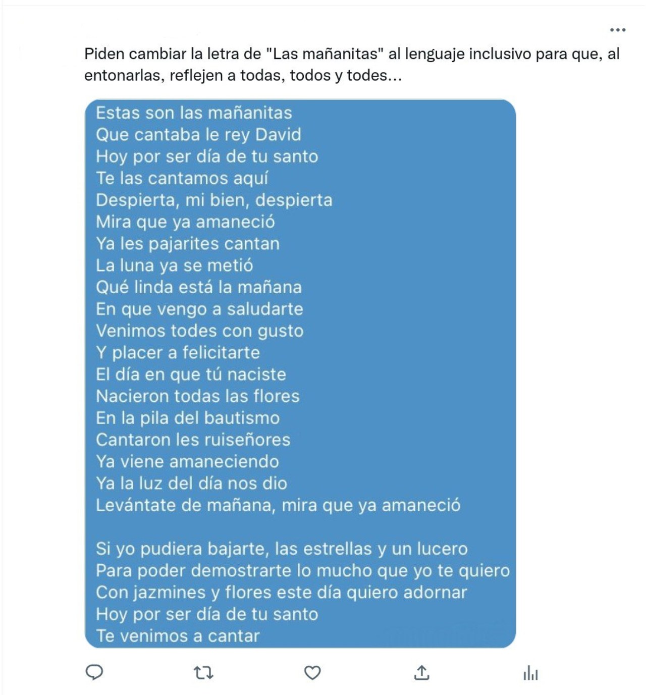Cambiar letra las maÃ±anitas lenguaje inclusivo