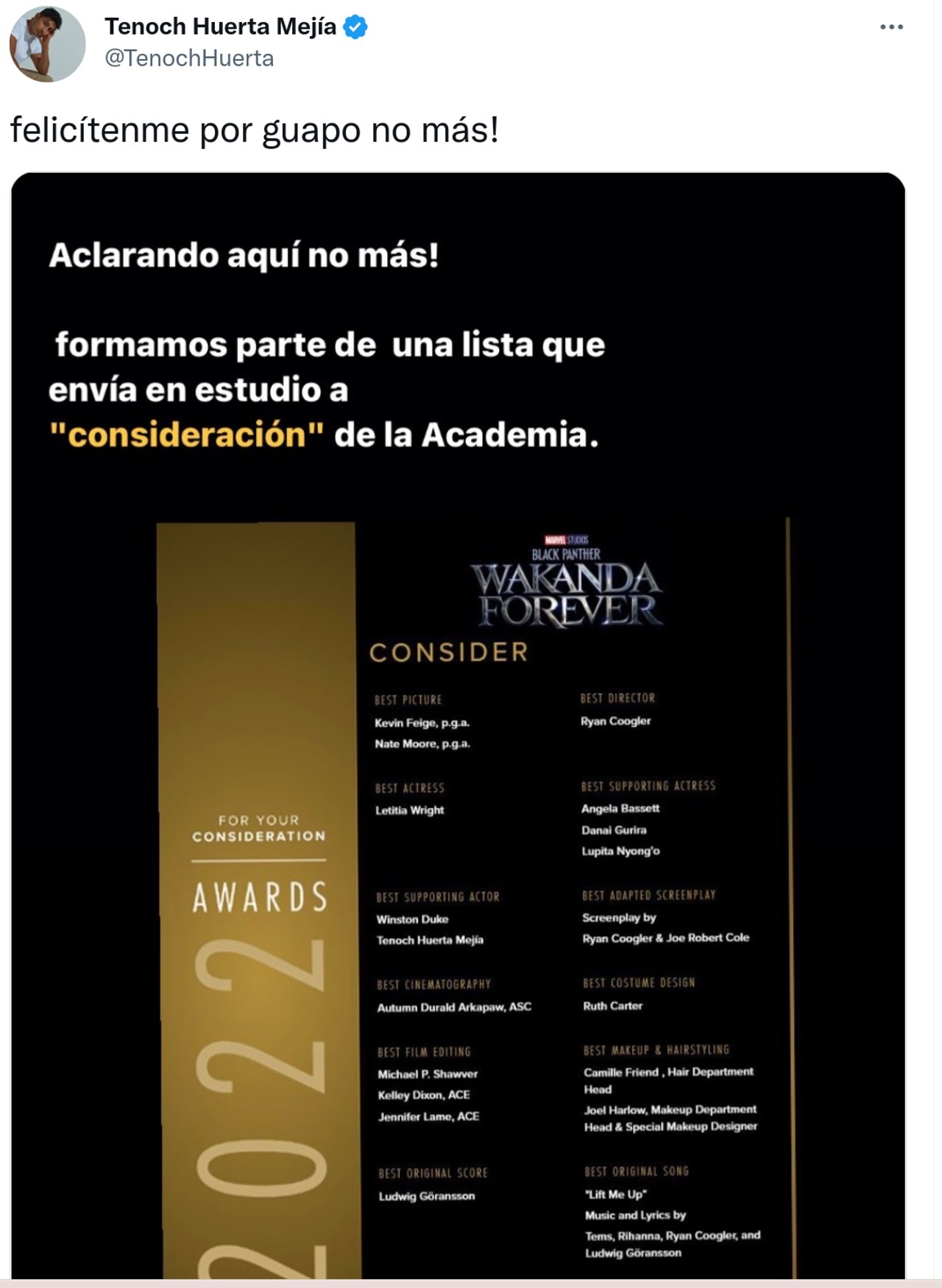 Tenoch Huerta Oscar twit