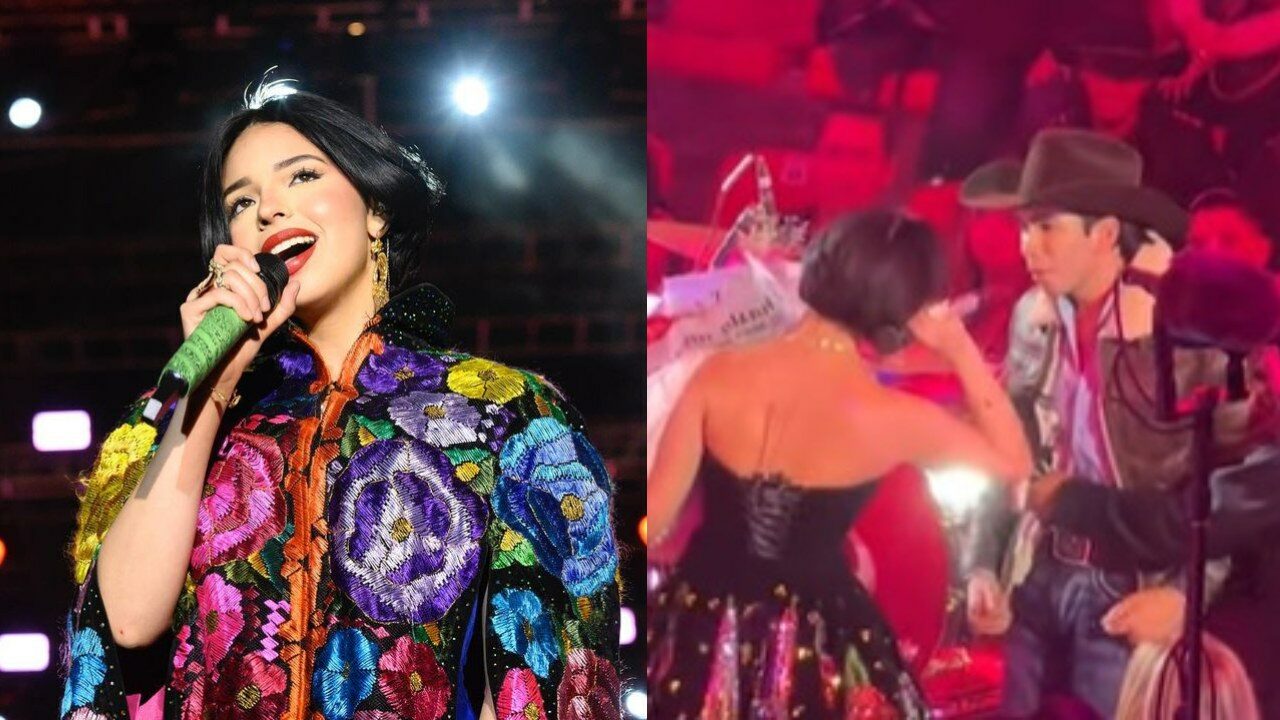 Angela Aguilar recibe ramo buchon palenque