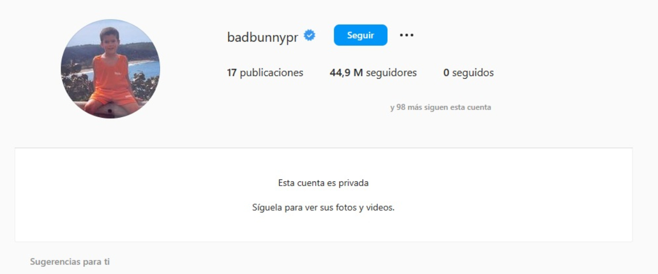 Bad Bunny pone su Instagram privado
