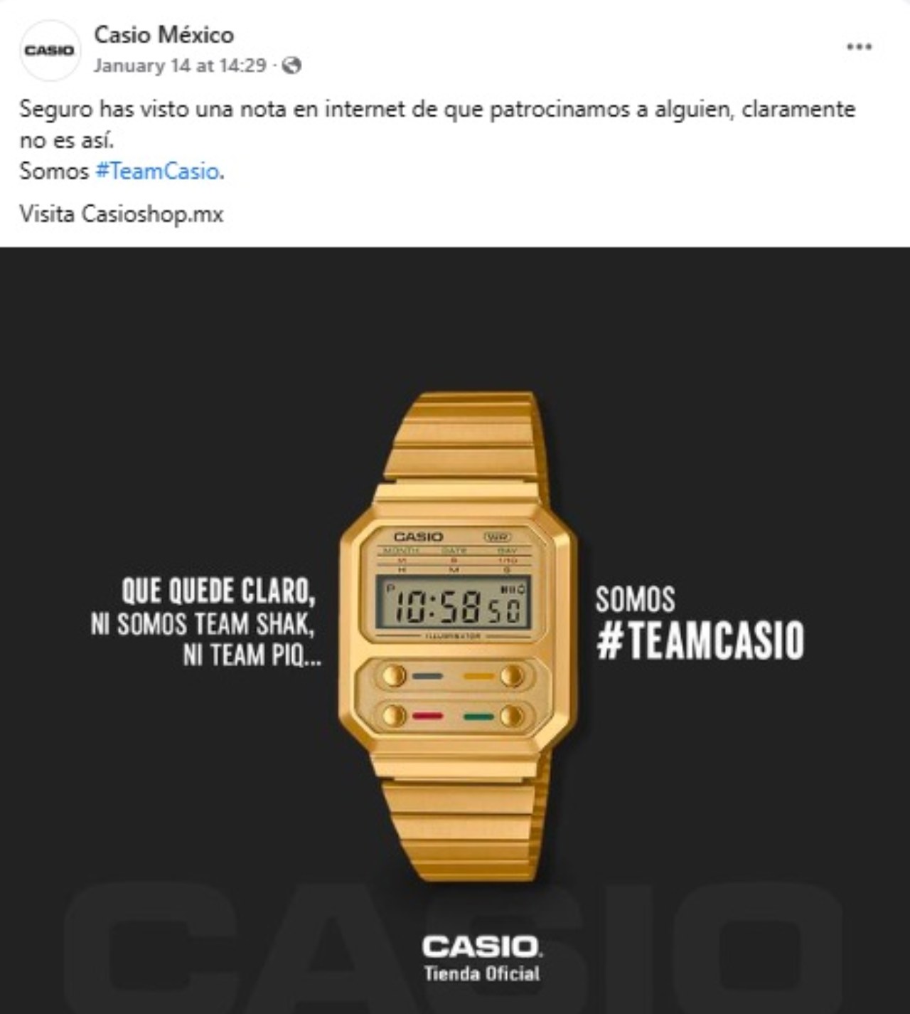 Casio desmiente patrocinio con Pique