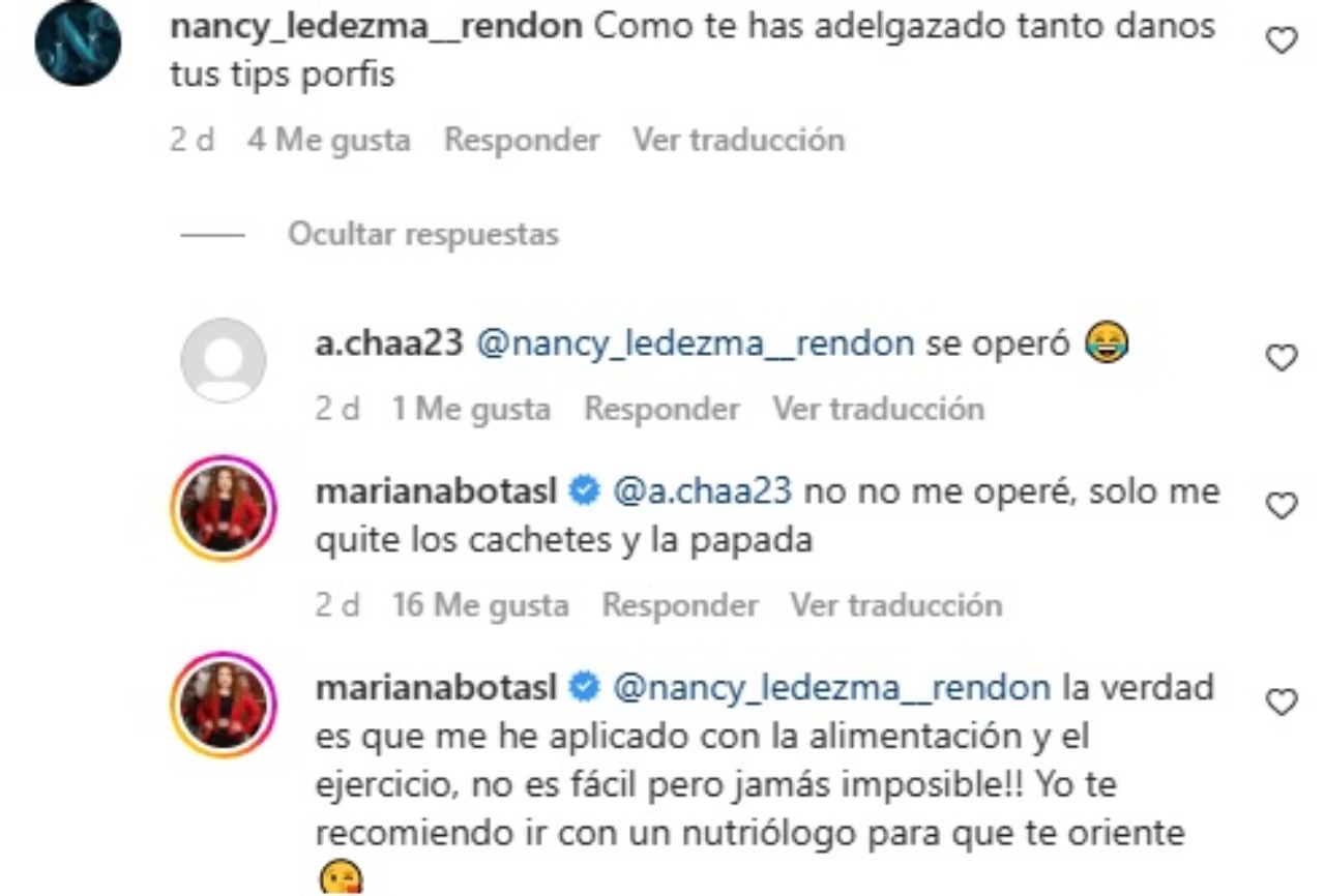 mariana Botas revela como bajo peso