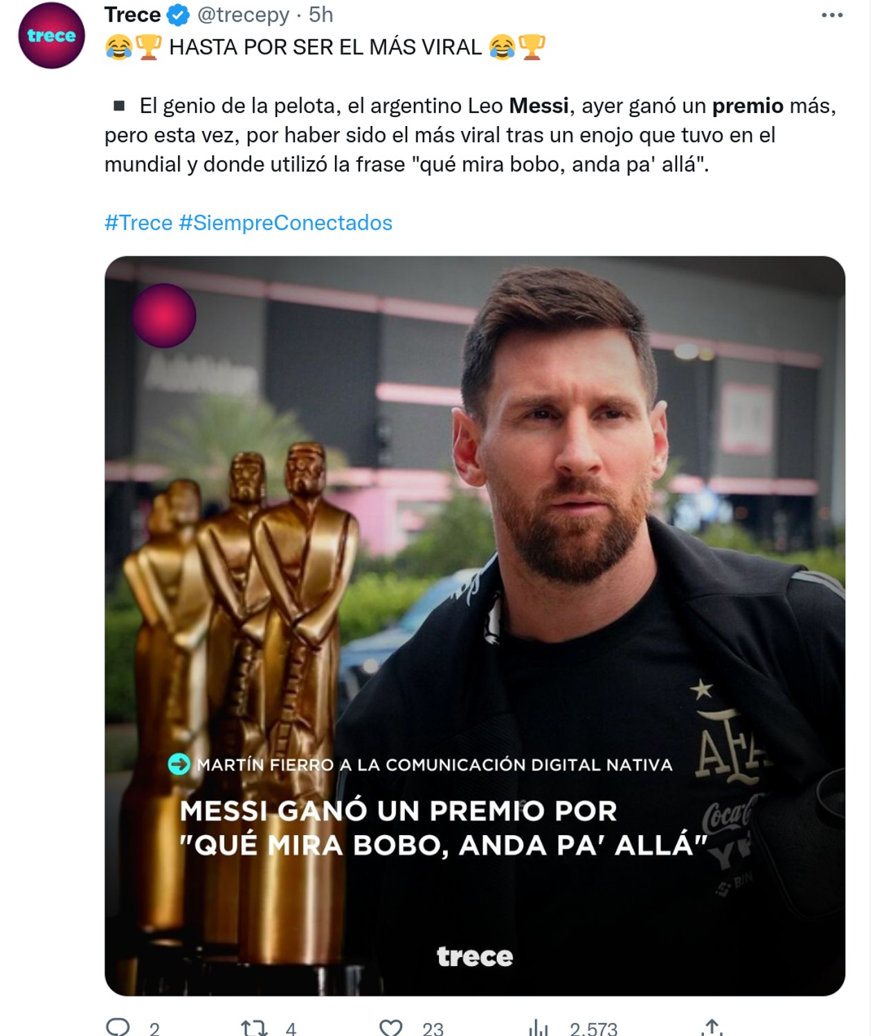 Messi premio que miras bobo frase
