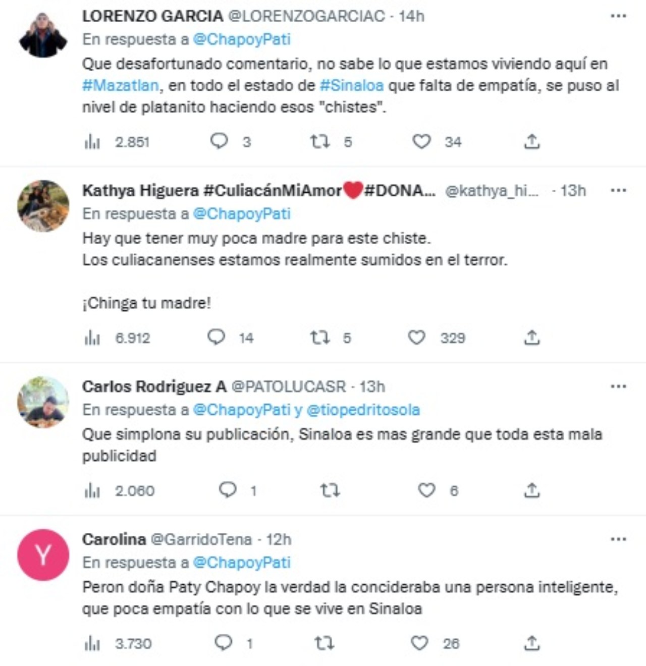 Critican Pati Chapoy hacer broma Sinaloa