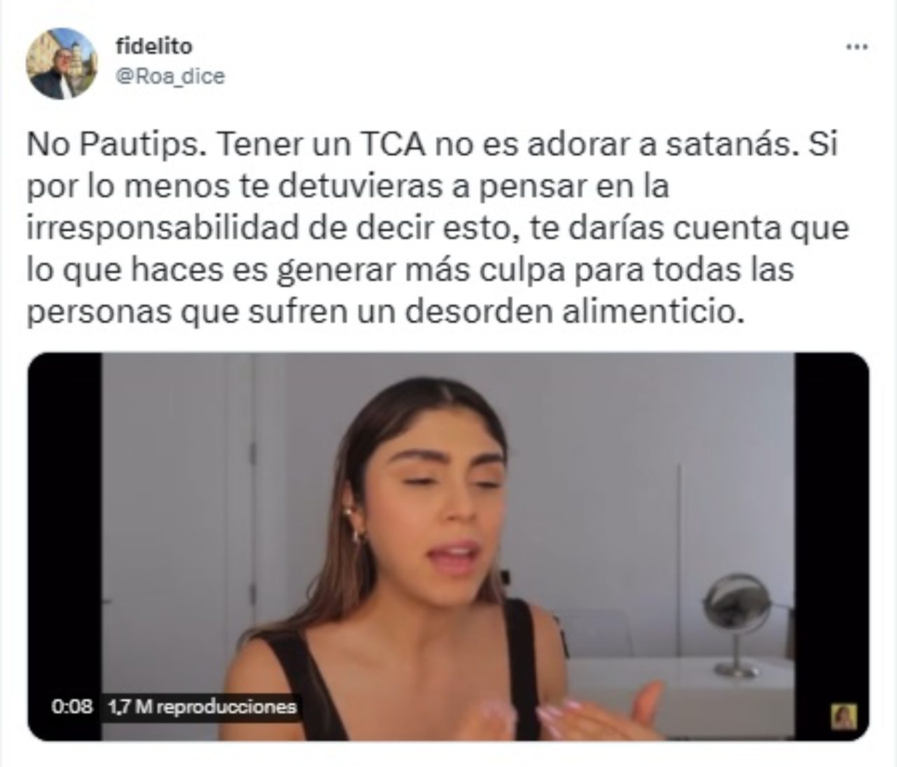 Criticas Pautips habla trastornos alimenticios satanas