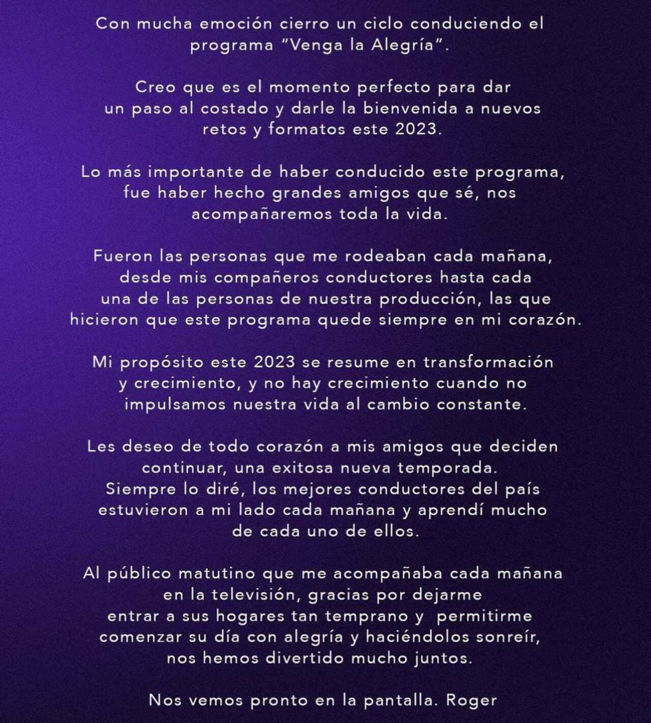 Roger González comunicado