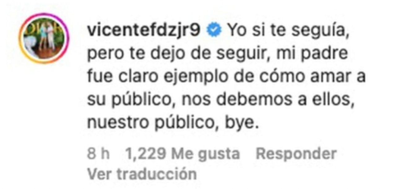 Vicente Fernandez Jr Bad Bunny critica