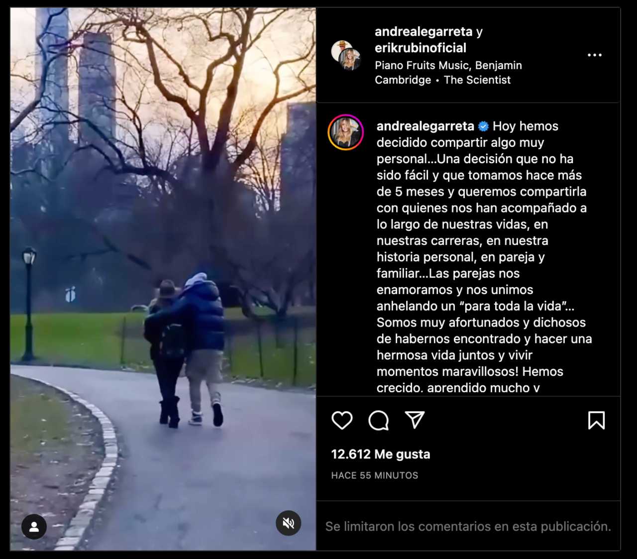 Andrea Legarreta y Erik Rubín se separan
