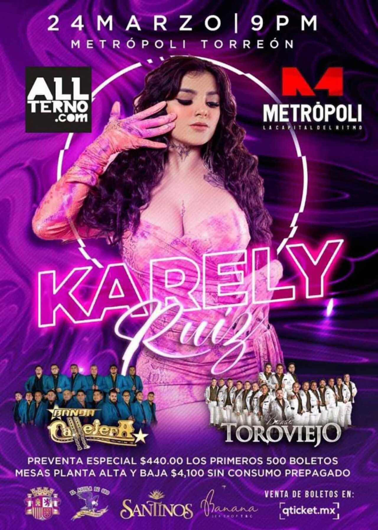 Karely Ruiz boletos Torreón