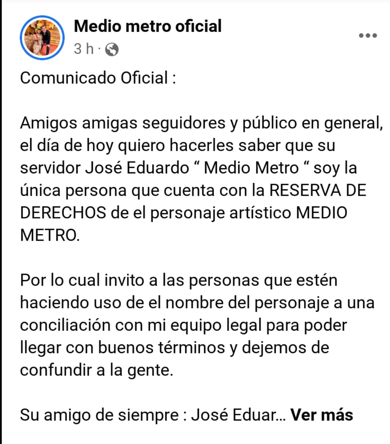 Medio Metro registró nombre