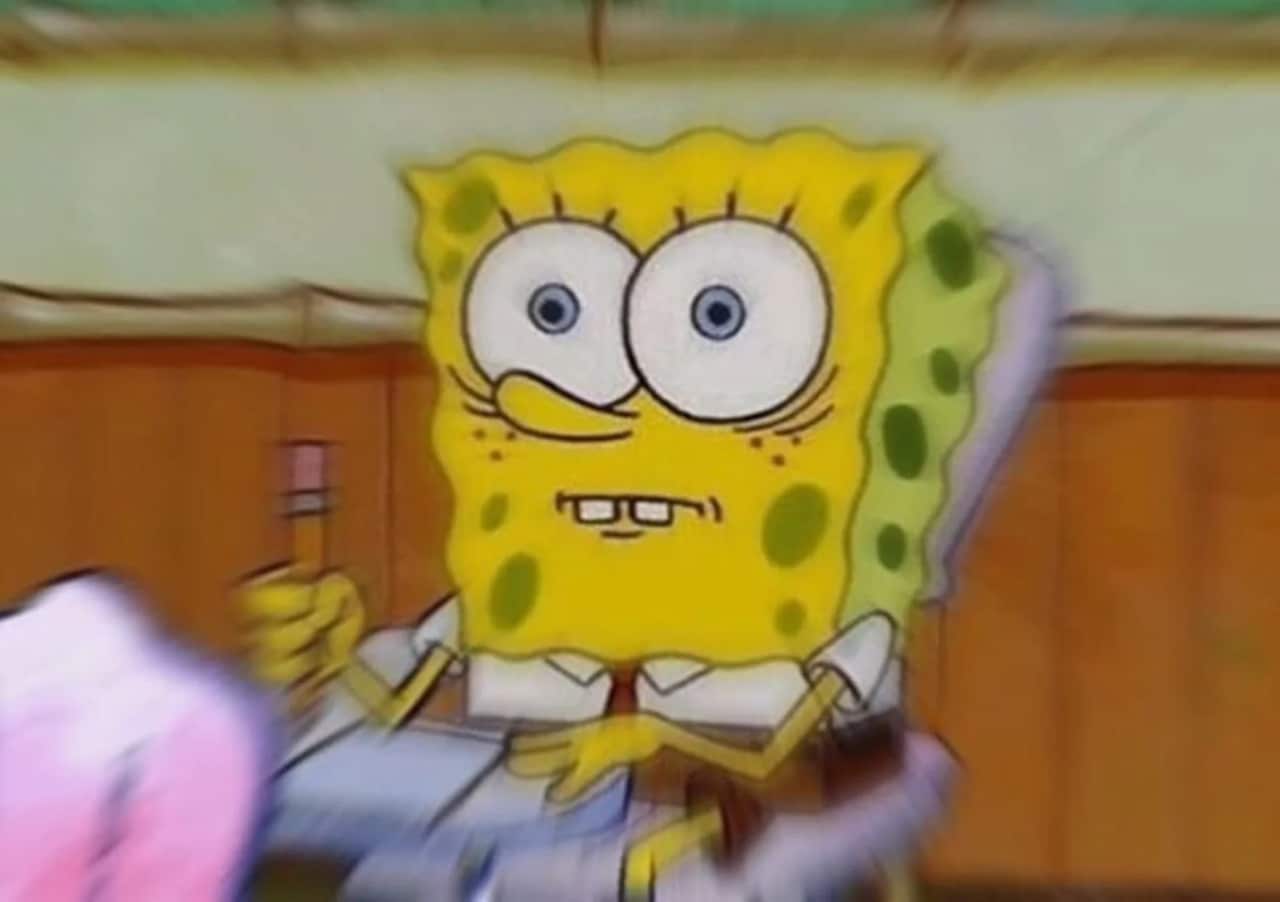 Meme Bob Esponja asustado
