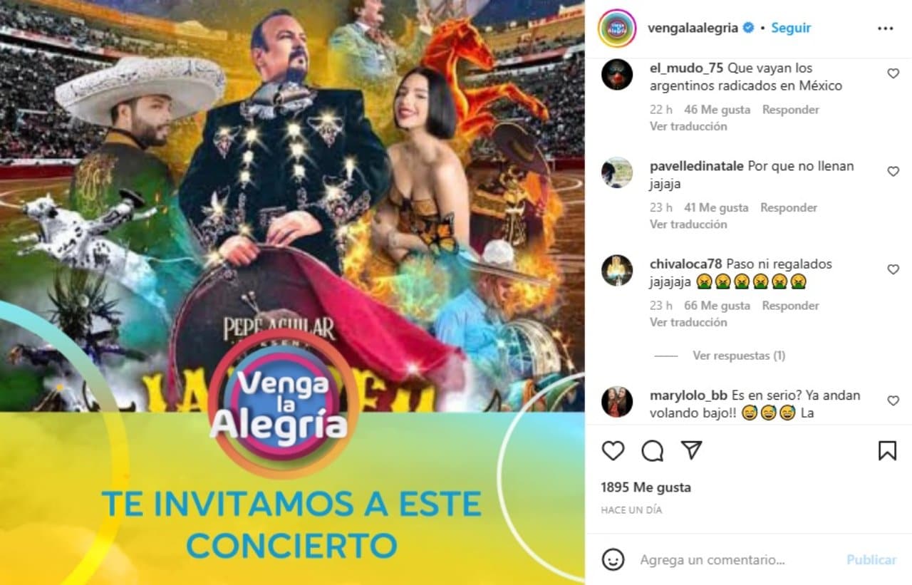 Regalan boletos concierto familia Aguilar no llenan