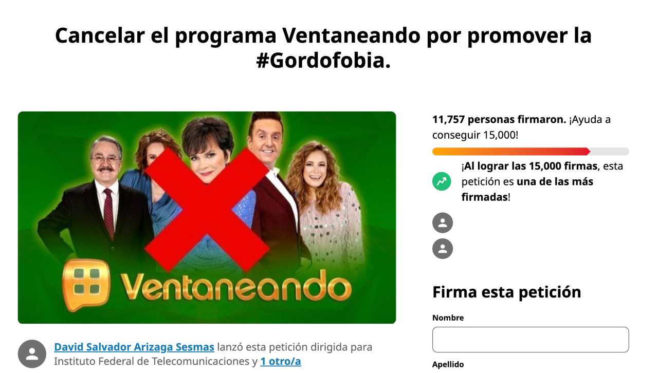 Crean petición para cancelar Ventaneando