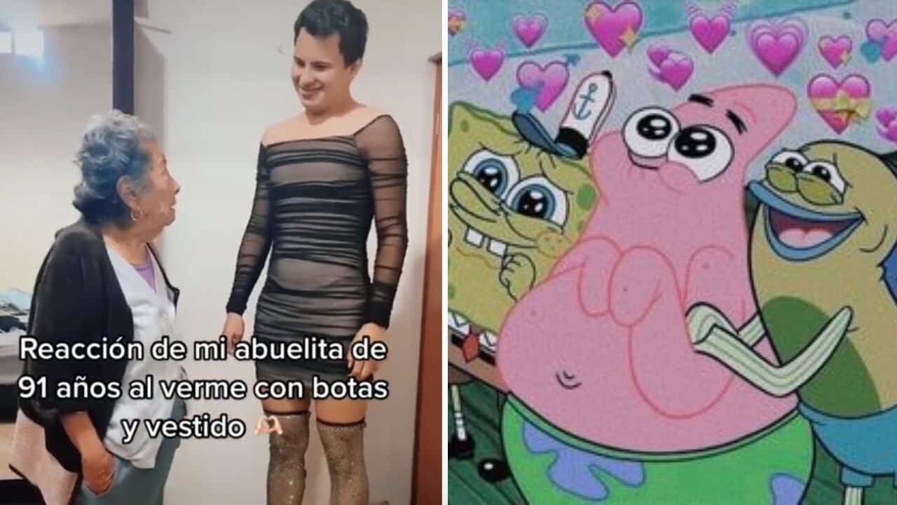 Abuelita nieta trans vestidos reacción