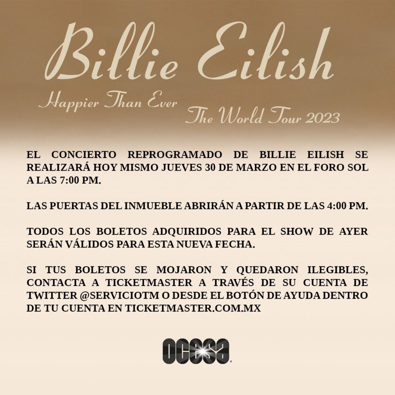 Cuando sera concierto Billie Eilish Mexico