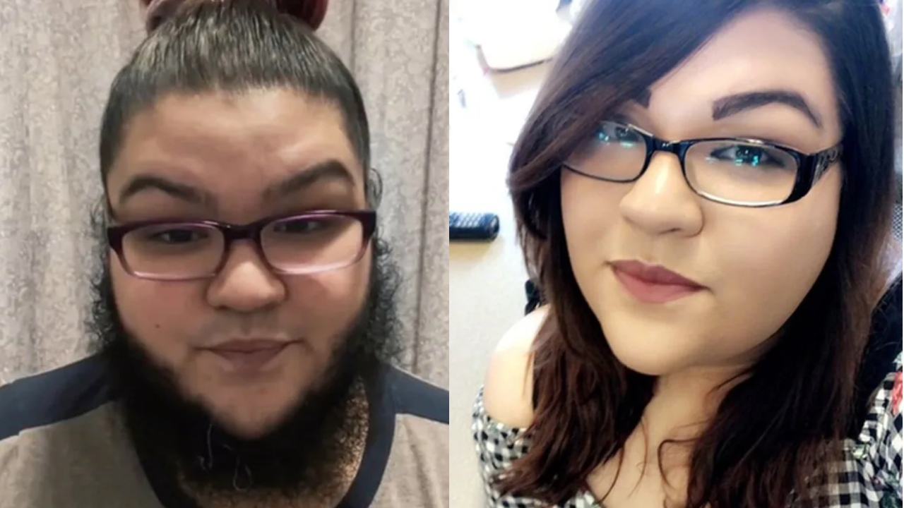 Mujer rasurarse barba