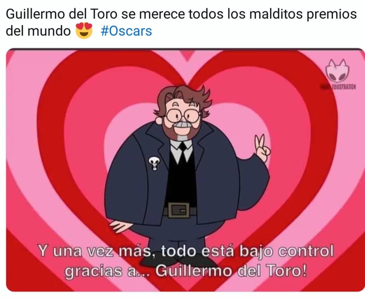 memes oscar guillermo del toro hermoso