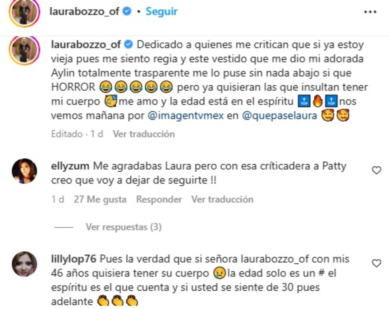 Laura Bozzo responde criticas edad apariencia