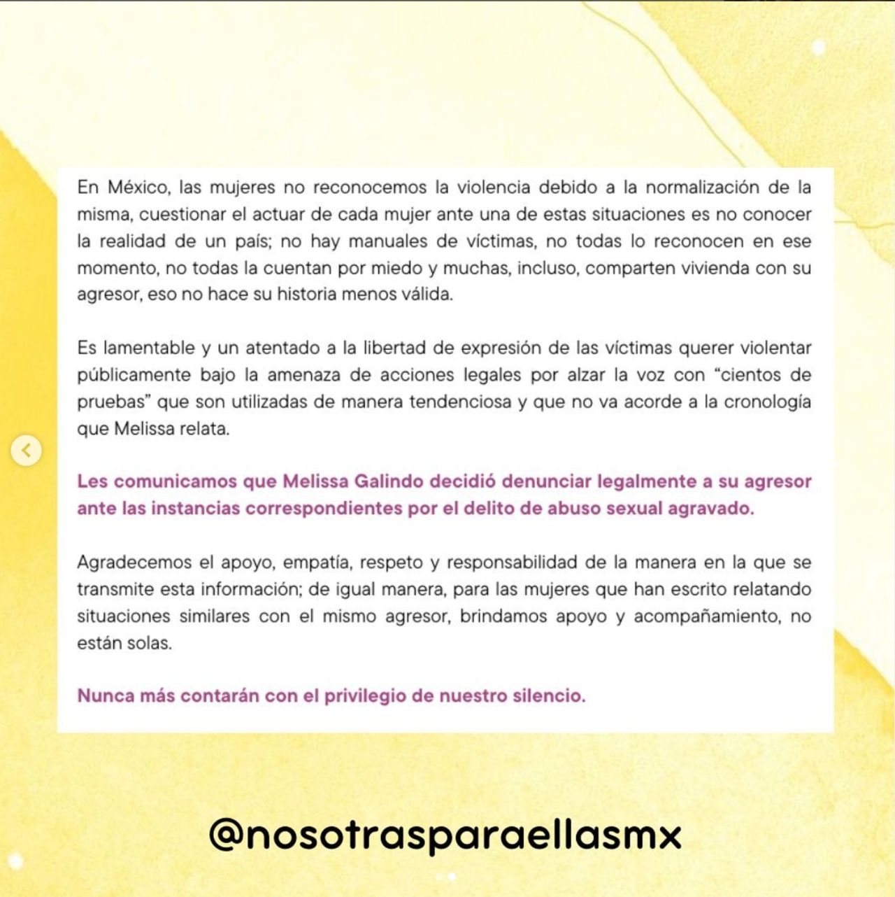 Melissa Galindo denuncia abuso Kalimba