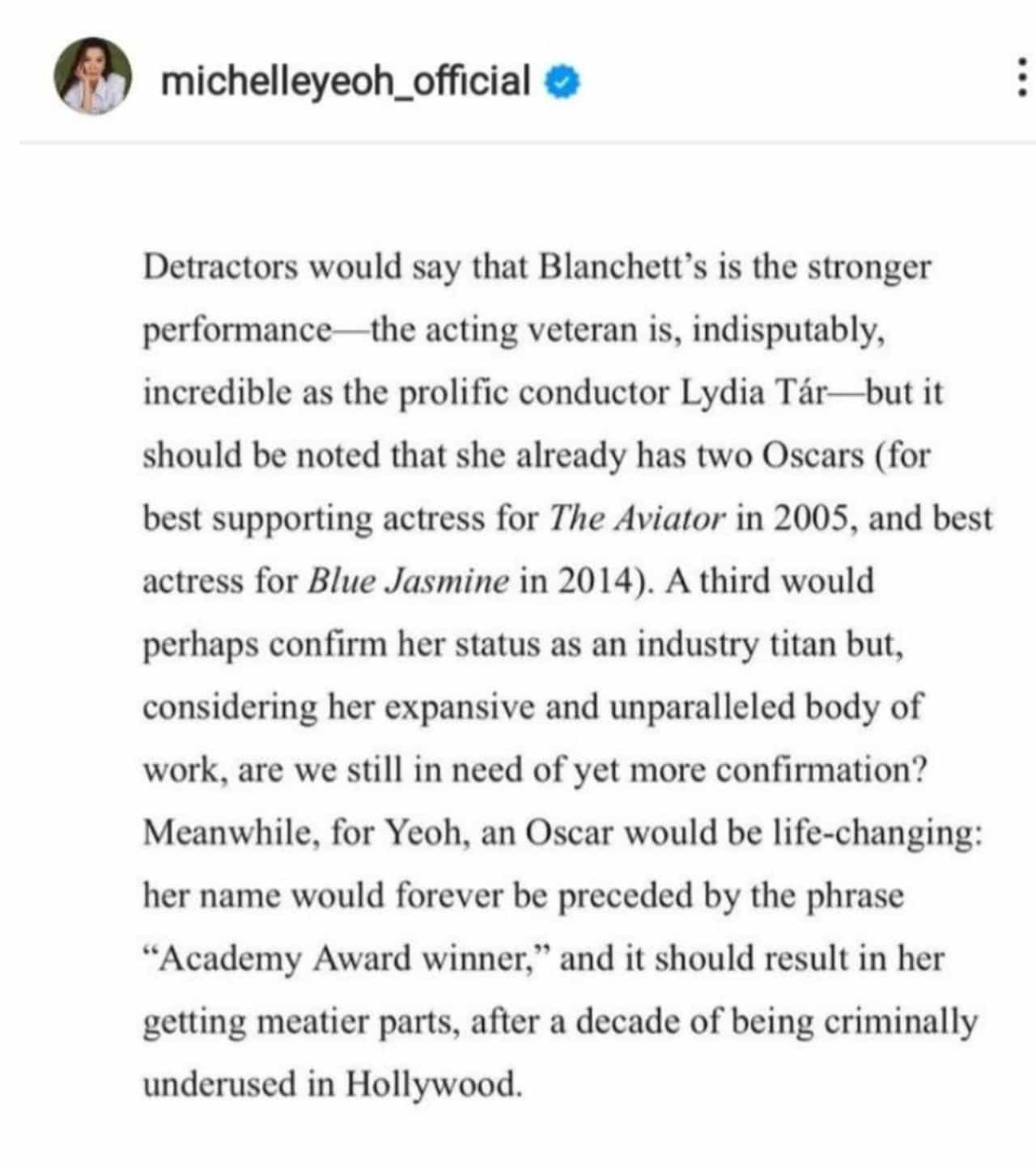 Michelle Yeoh Cate Blanchet Oscar