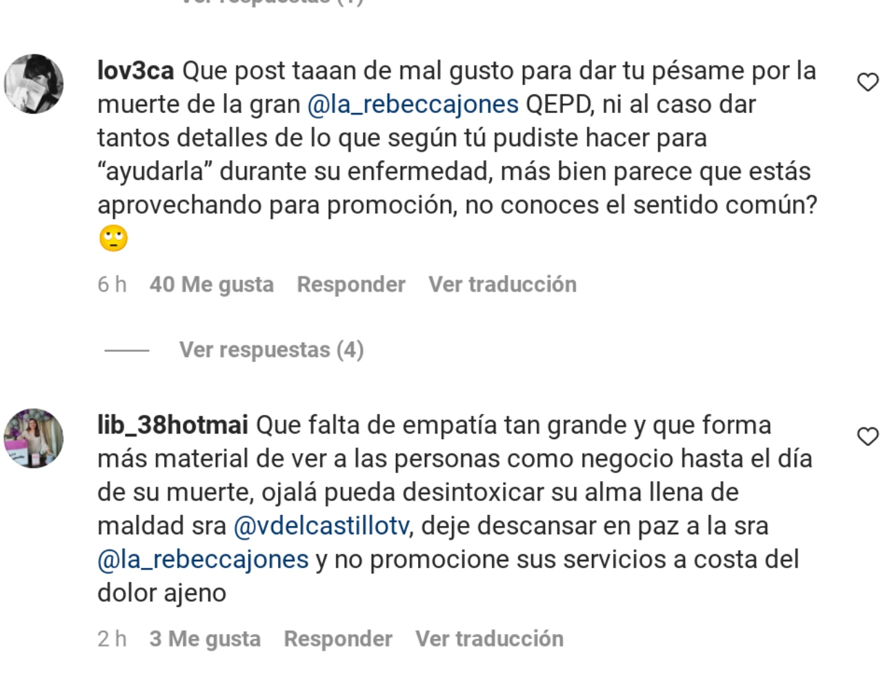 Verónica castillo post Rebecca Jones