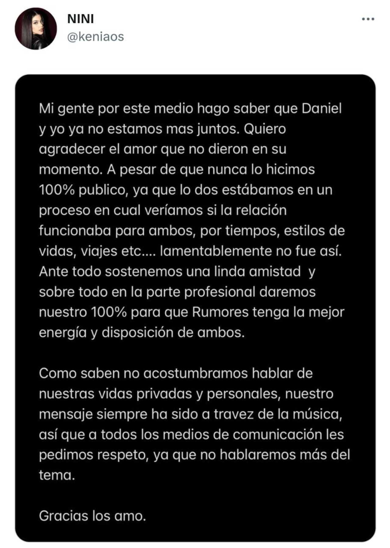 Kenia Os lanza comunicado sobre su relación son Gera MX
